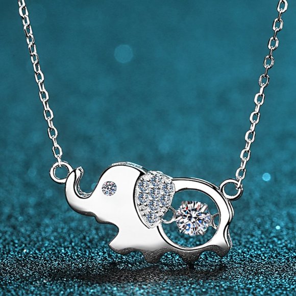 Certified 1/2 ct. t.w. Moissanite Diamond Elephant Necklace NEW - Picture 1 of 9
